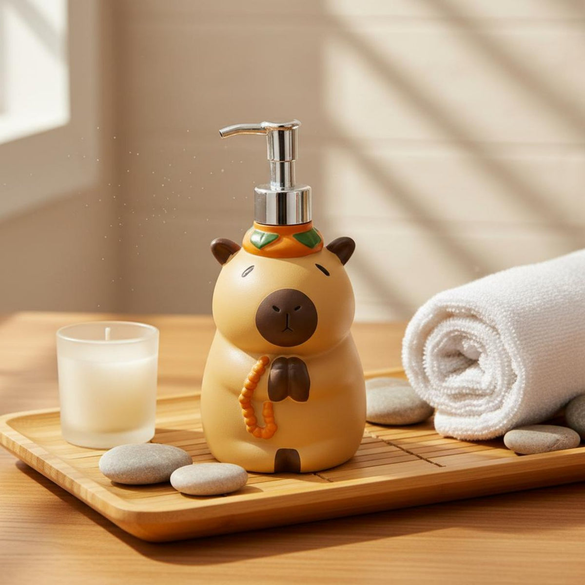 Cute Capybara Pump Bottle Decorative Cartoon Animal Lotion Bottle Resin Material Washroom Accessory for Washroom, Kitchen
