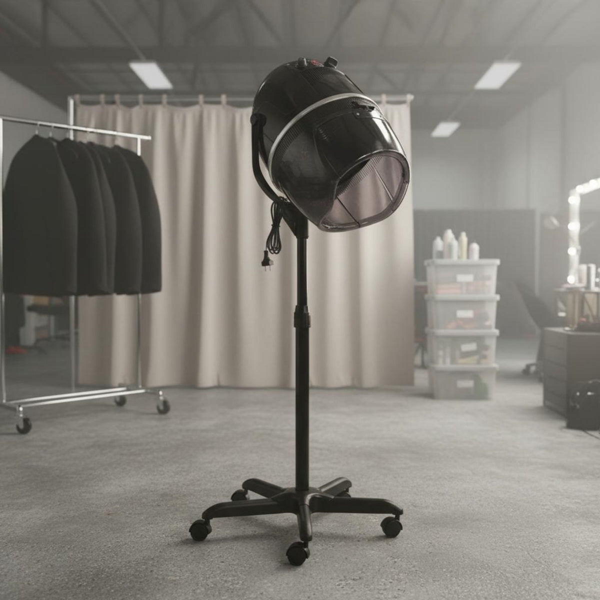 Temperature Control Salon Hood Dryer Rolling Base Hooded Hair Dryer Adjustable Height Beauty Equipment