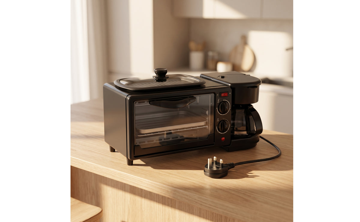Breakfast Appliance with Coffee Maker and Toasting Oven Oven Compact Breakfast Appliance with Coffee Maker Multi-Function Appliance for Students