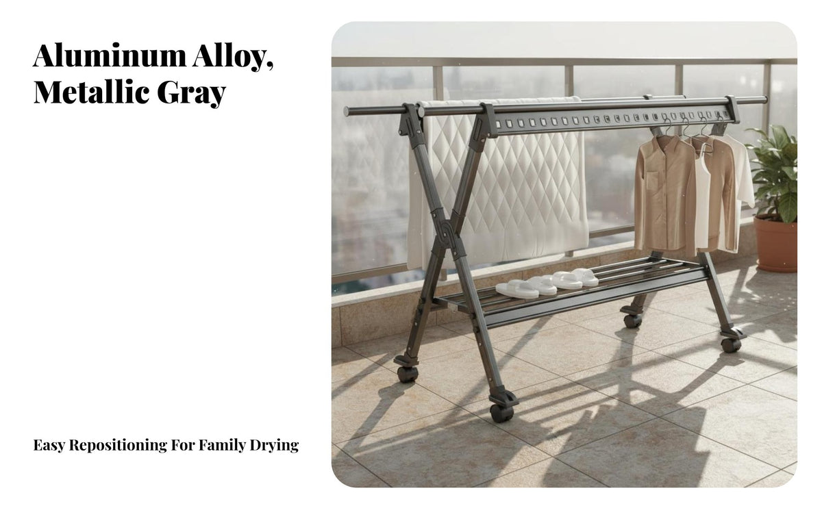 Strong Load-Bearing Foldable Clothes Drying Rack Sturdy and Long-Lasting Collapsible Laundry Airer Rust-Resistant Portable Clothes Horse Large Capacity for Apartment Dwellers, Families, Homeowners, Balcony, Indoor, Outdoor, Bedroom