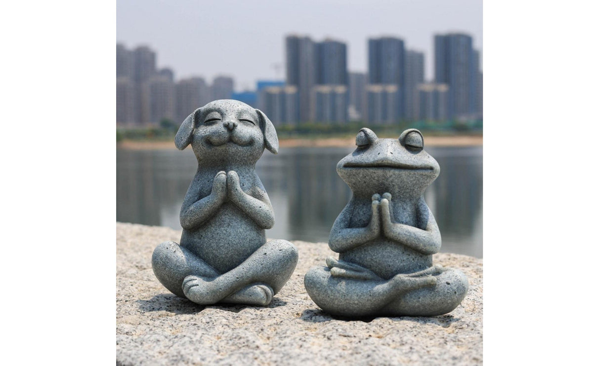 Zen Frog Sculpture Cute Meditation Frog Statue Gift Idea for Desk