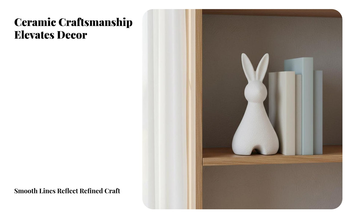 Ceramic Hare Figurine Cute Ceramic Hare Statue Creative Design Tabletop Bunny Statue