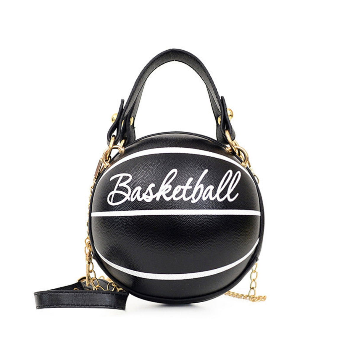 Basketball-Shaped Purse Faux-Leather Basketball Handbag Sporty Crossbody Shoulder Bag with Shoulder Strap for Concerts