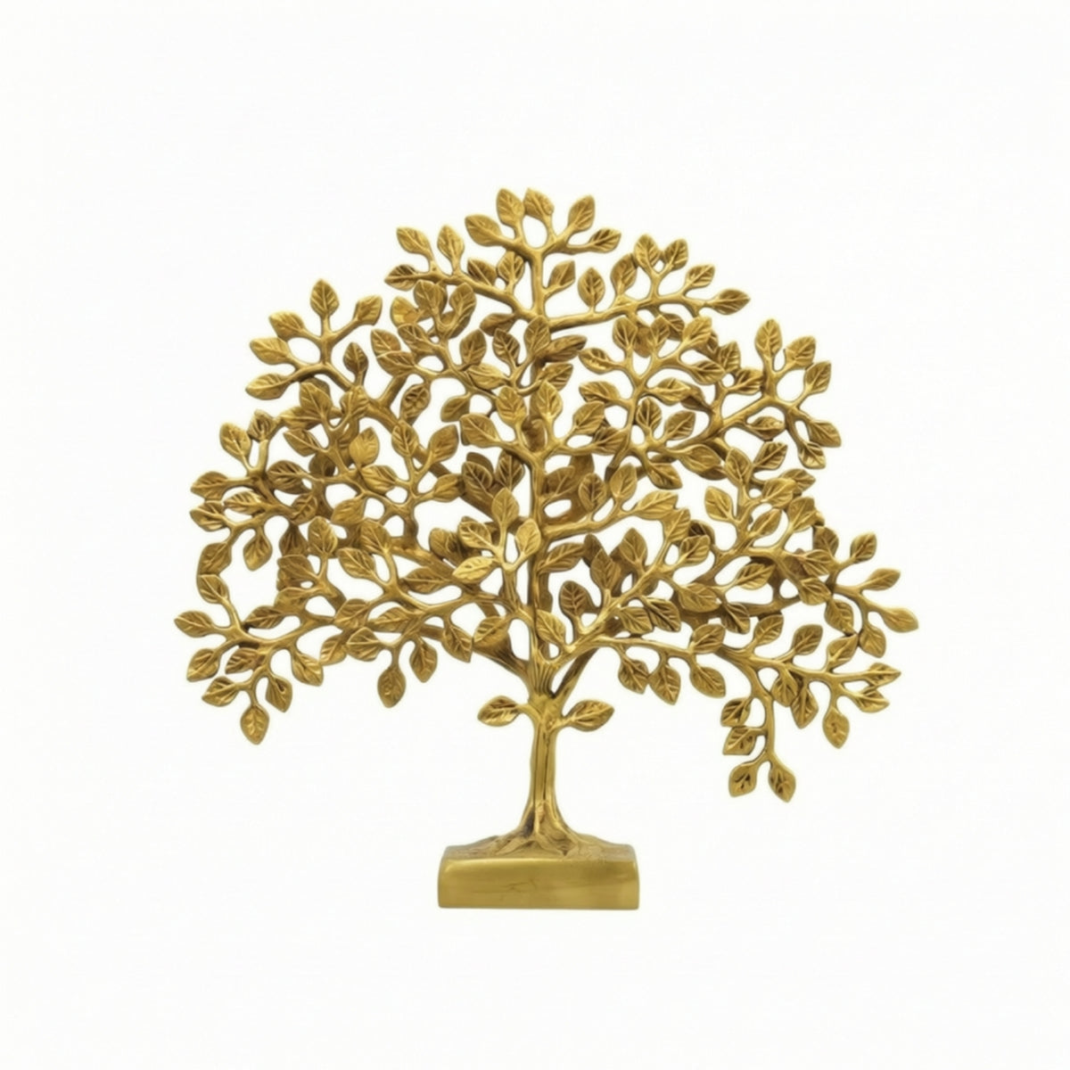 Metal Tree Statue Gold-Tone Brass Tree Lustrous Showpiece for Living Room, Entryway