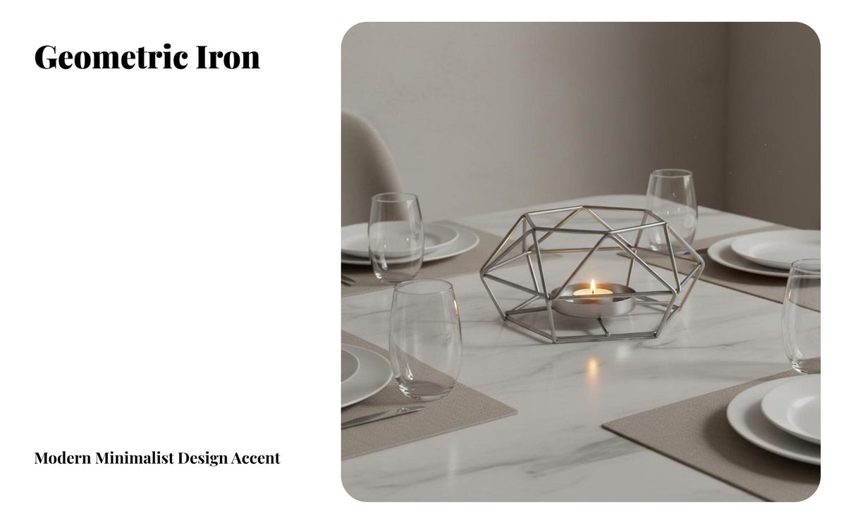 European Inspired Geometric Candle Holder Versatile Use Geometric Iron Candle Holder for Homeowners, Gift Givers, Living Room, Bedroom, Cafe