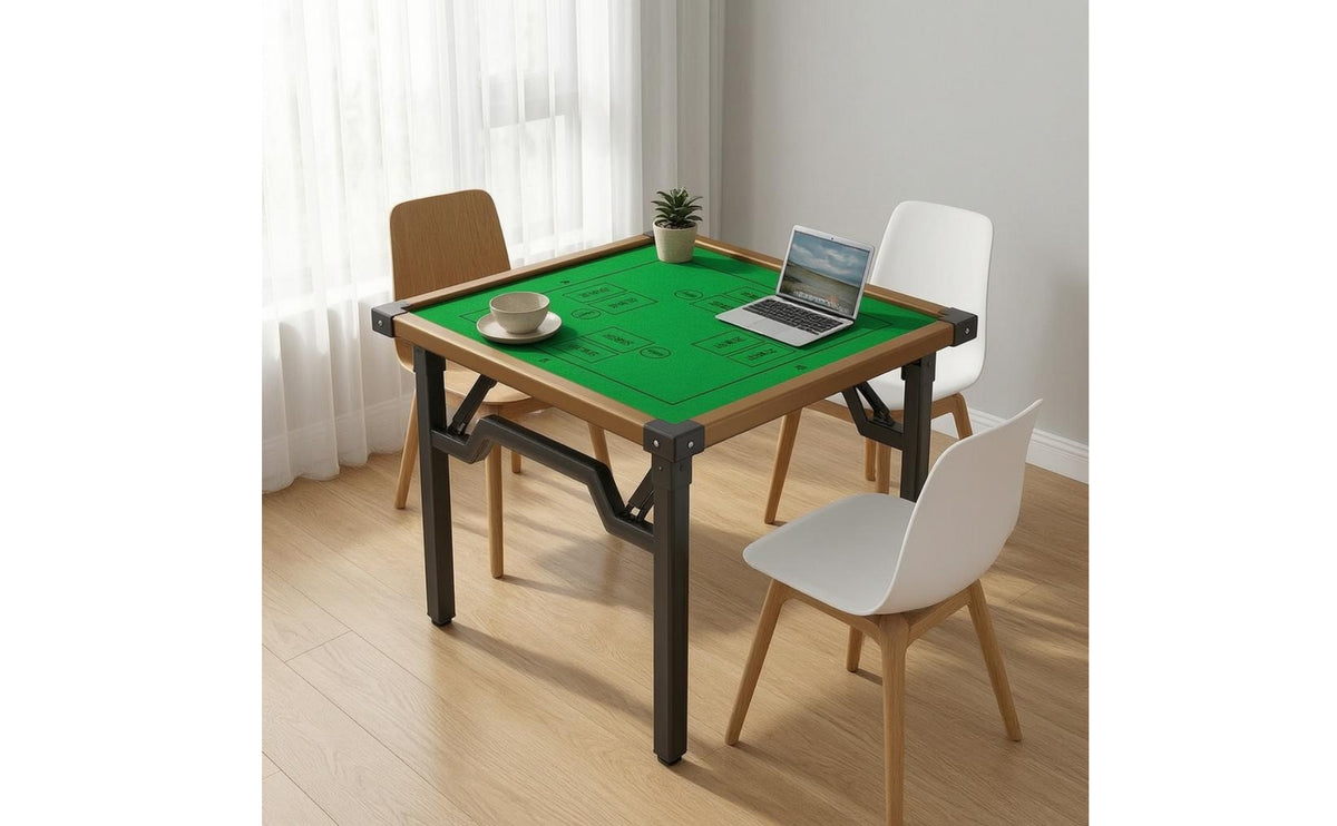 Folding Square Table Alloy Edge Frame Folding Card Table Reinforced Metal Base Portable Furniture for Indoor