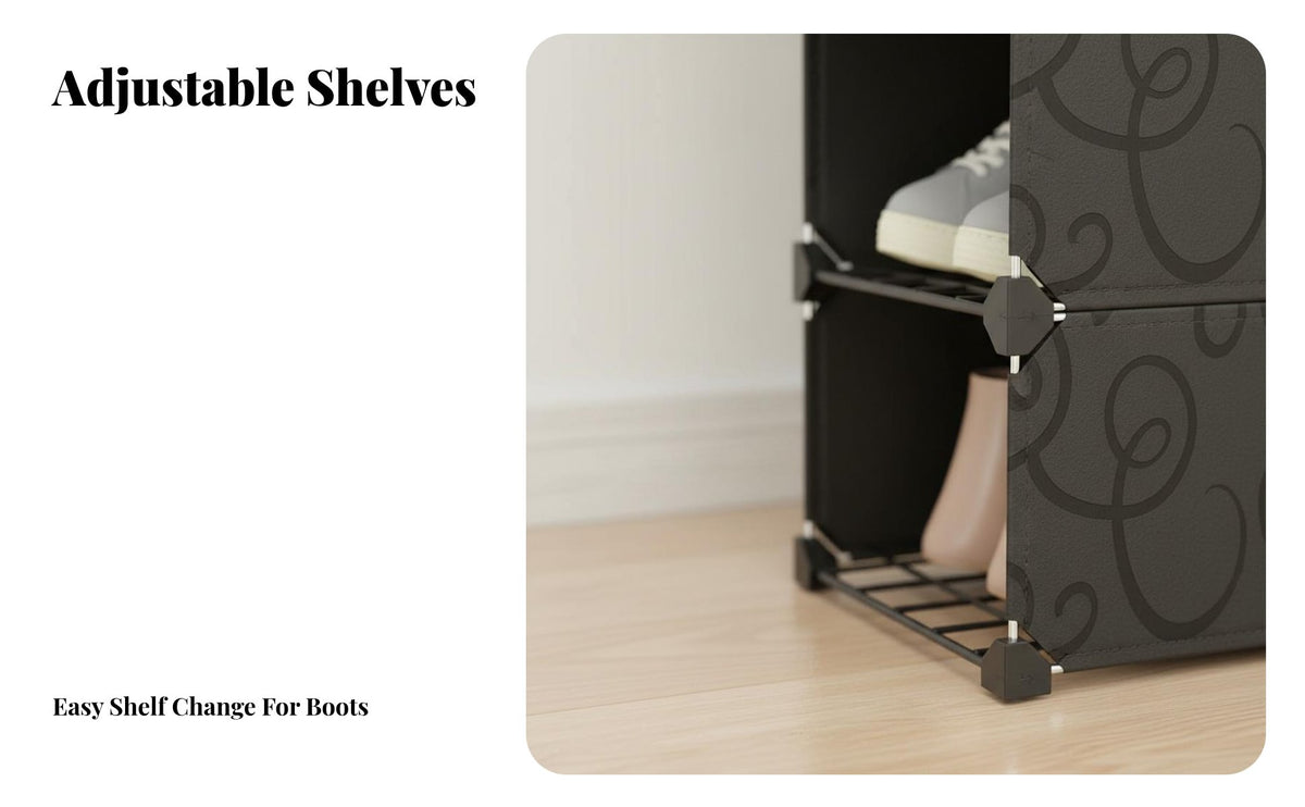 Space-Saving Narrow Shoe Rack Easy Assembly Single Row Shoe Rack Sturdy Construction Slim Corner Shelf Accommodates High-Top Shoes for Apartment Dwellers, Homeowners, Small Areas, Entryway, Hallway, Bedroom
