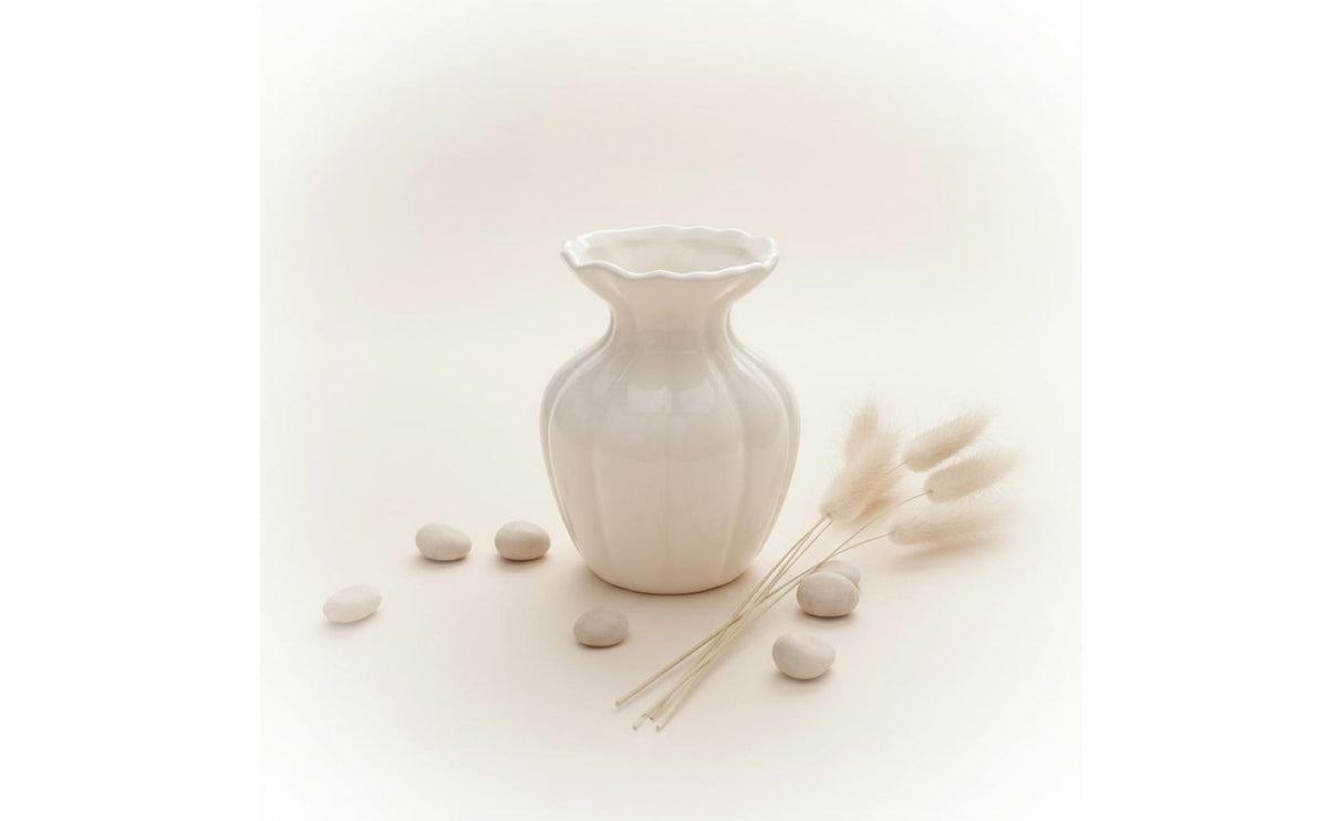 Cream Vase Minimalist Plain Ceramic Vase Soilless Flower Holder for Tabletop, Living Room