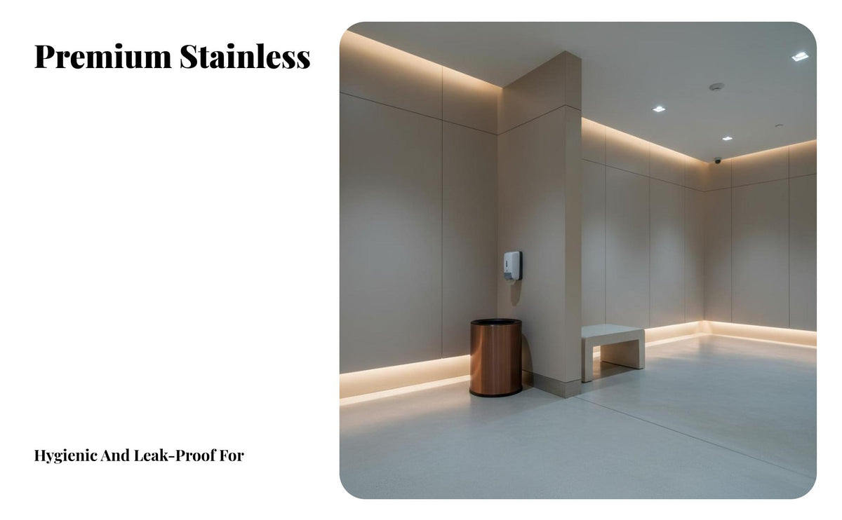 Lidless Metal Garbage Bin Luxurious Feel Round Uncovered Top Trash Can Round Uncovered Top Waste Bin Long-Lasting Double Level