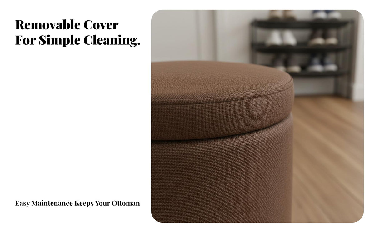 Multi-Functional Round Storage Ottoman Space-Saving Design Footstool Modern Design Padded Seat High Load Capacity for Students, Homeowners, Children, Entryway, Living Room, Bedroom, Reading Nook