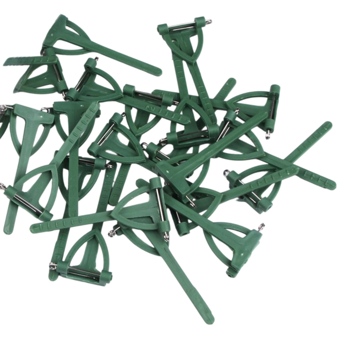 100 Pieces Floral Use Green Plastic Pin Clip Decorative Triangular Brooch Pin