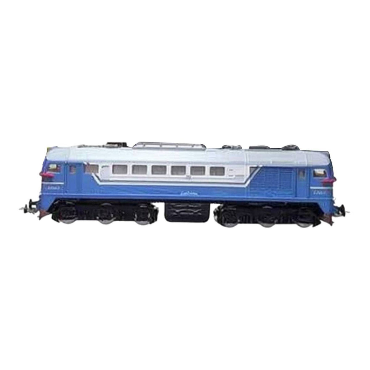 Miniature Russian M62 Locomotive Model Blue and White Fuel-Powered Locomotive Modeling ABS Plastic for Sand Table, DIY