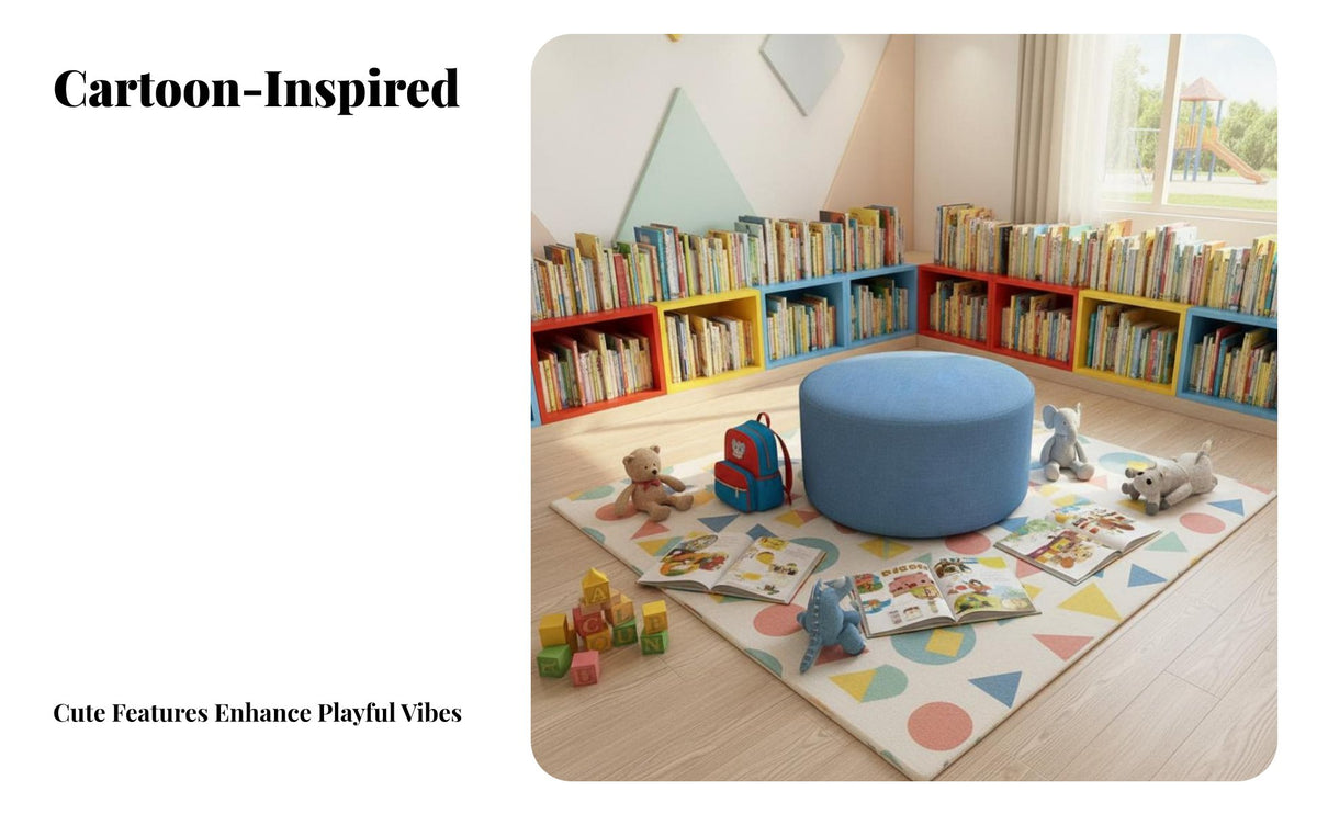 Round Upholstered Pouf Colorful Choices Ottoman Soft Padded Seat Footstool for Customers, Homeowners, Kindergarten, Playroom, Waiting Room