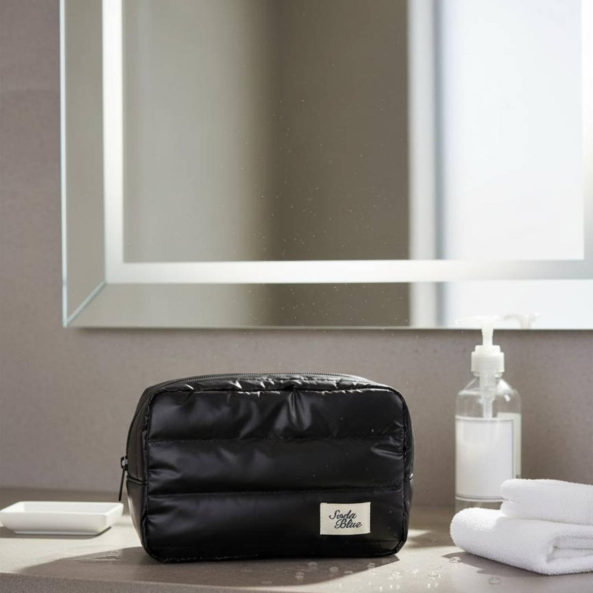 Shiny Rectangular Pouch Waterproof Large Capacity Toiletry Bag Water-Resistant