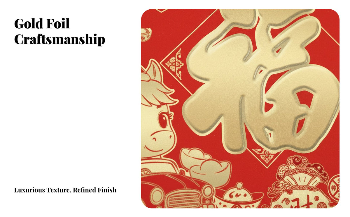 2026 Year of the Horse Wall Calendar, New Design, Global Holidays, Red Fu, Chinese Style