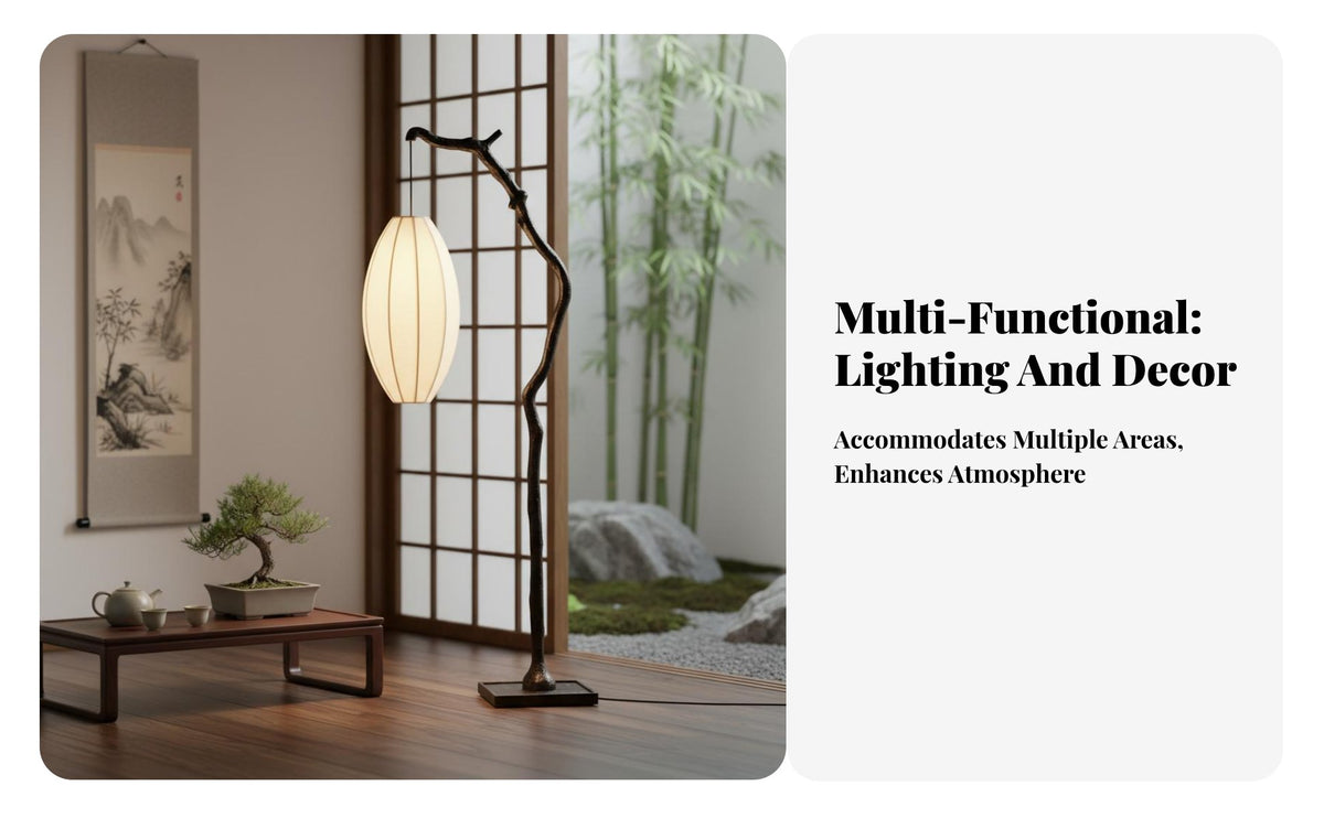 Minimalist Design Tree Branch Floor Lamp Stable and Long-Lasting Textile Lantern Floor Lamp Easy to Assemble Accent Light Flicker-Flickerless for Interior Designers, Homeowners, Students, Study, Corner, Office