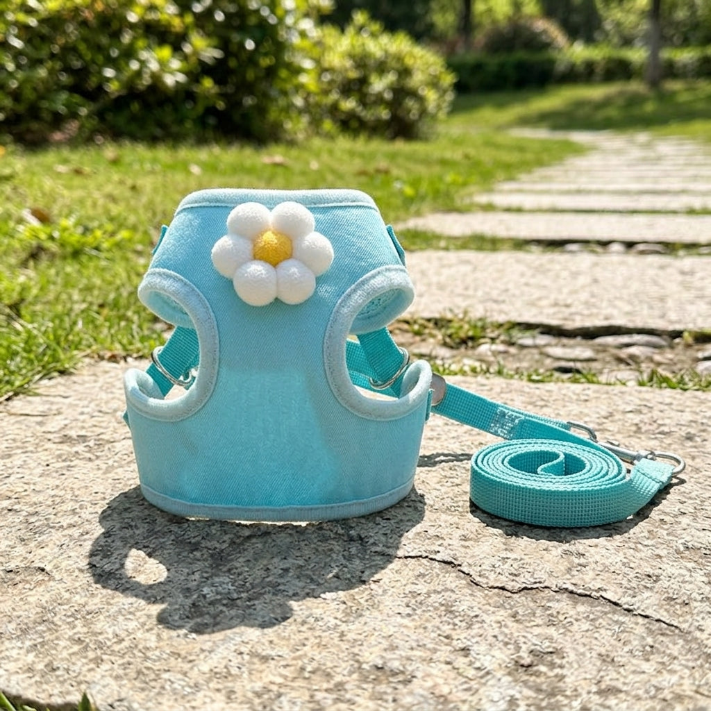 Small Dog Harness and Leash Set, Comfortable Dog Vest Walking Harness for Dogs and Cats, Breathable Vest Style with No-Pull design