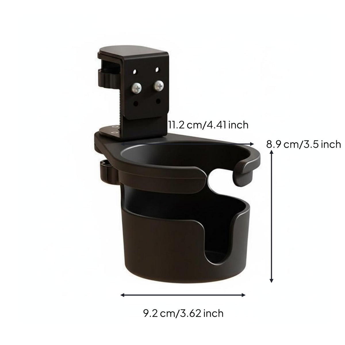 Space Saving Attach-on Cup Holder No Drilling Required Attach-on Desk Cup Holder Easy Installation Office Supply Anti-Slip Grip for Chair Armrest, Wheelchair, Treadmill