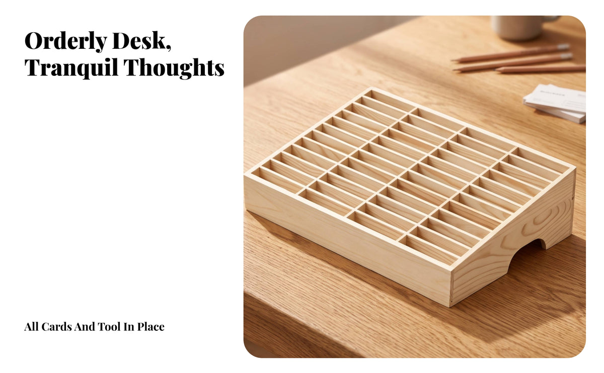 Sturdy Desk Organizer with Compartments | Solid Wood Construction, Desk Organizer with 48 Grids, for Office