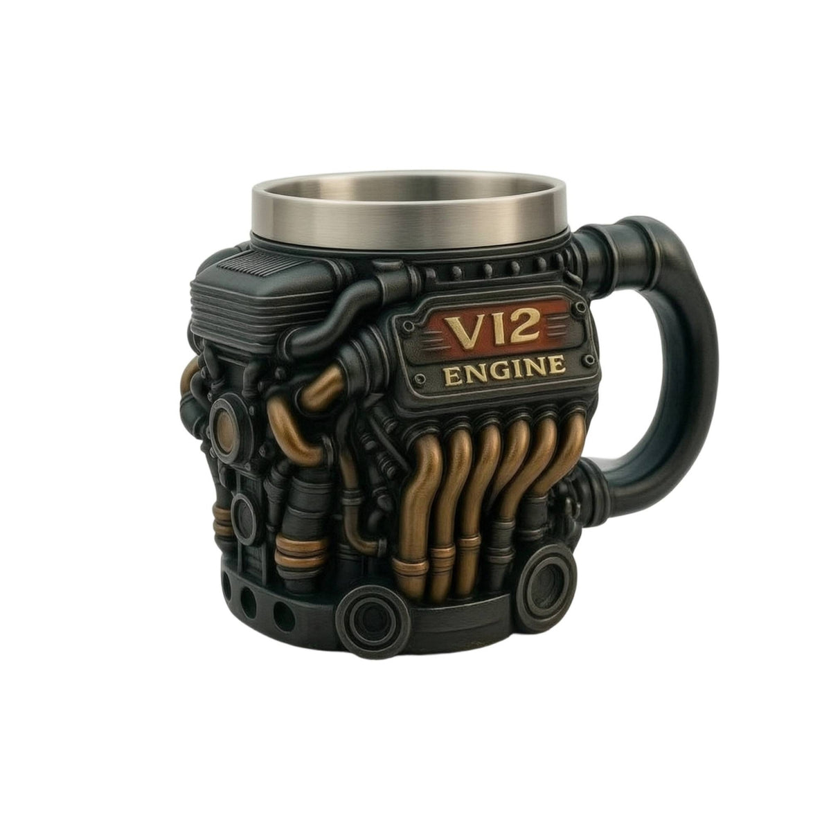 Engine Block Mug Metal-Like Engine Mug Substantial Cup for Gearheads, Workshop