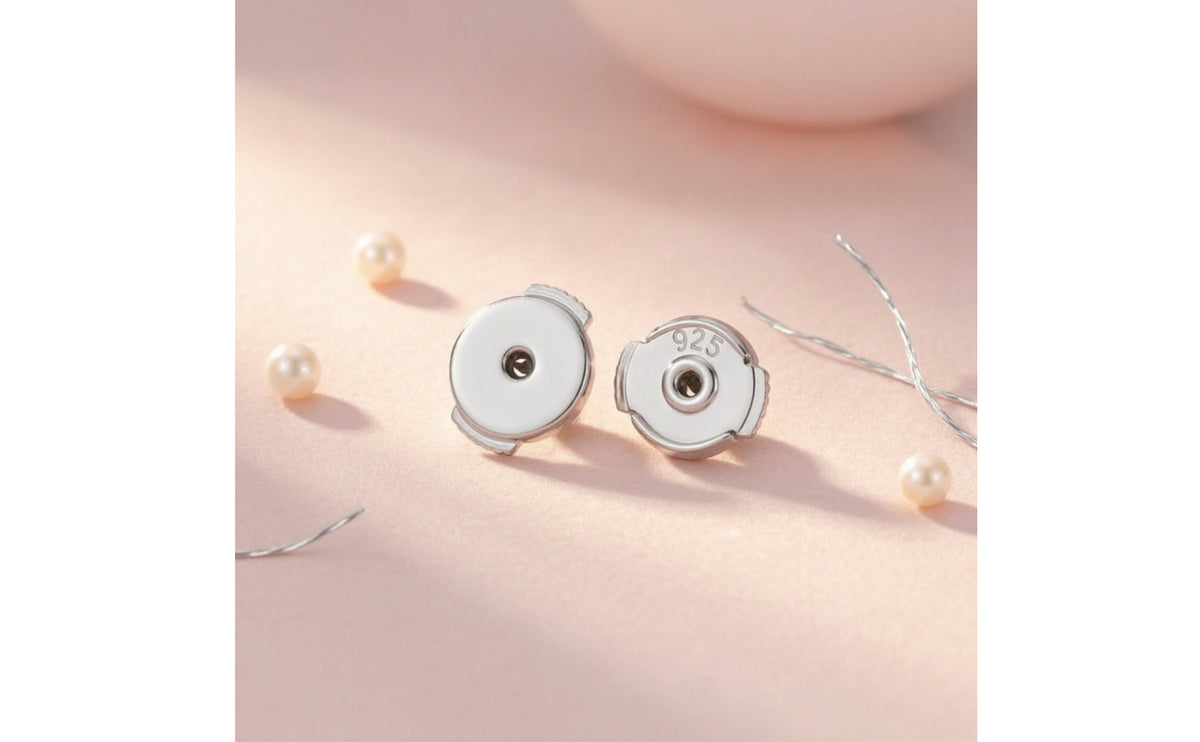 Sterling Silver Earring Backs Low-Profile Earring Backs with Push-on Clasp Fastener Comfortable Jewelry Shiny for Women