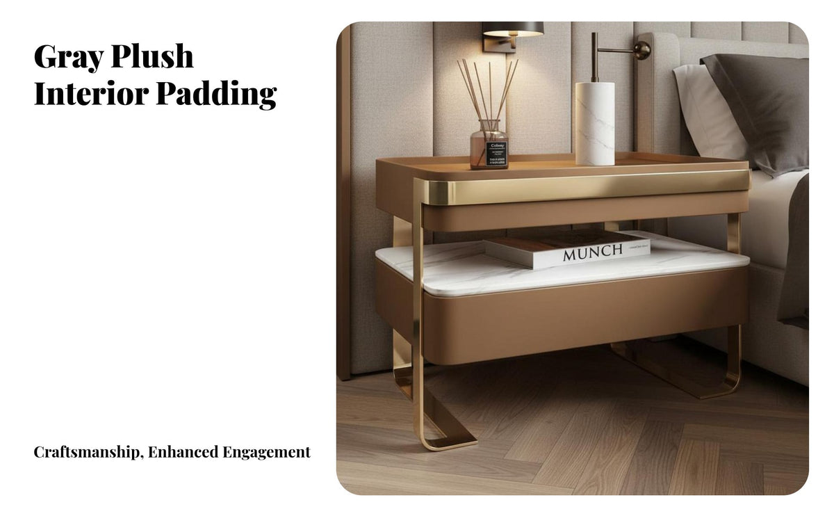 Minimalist Design Two-Tier End Table with Drawer Luxury Design Nightstand Multi-Functional Household Furniture Sturdy Frame for Homeowners, Adults, Bedroom, Living Room, Office, Hallway