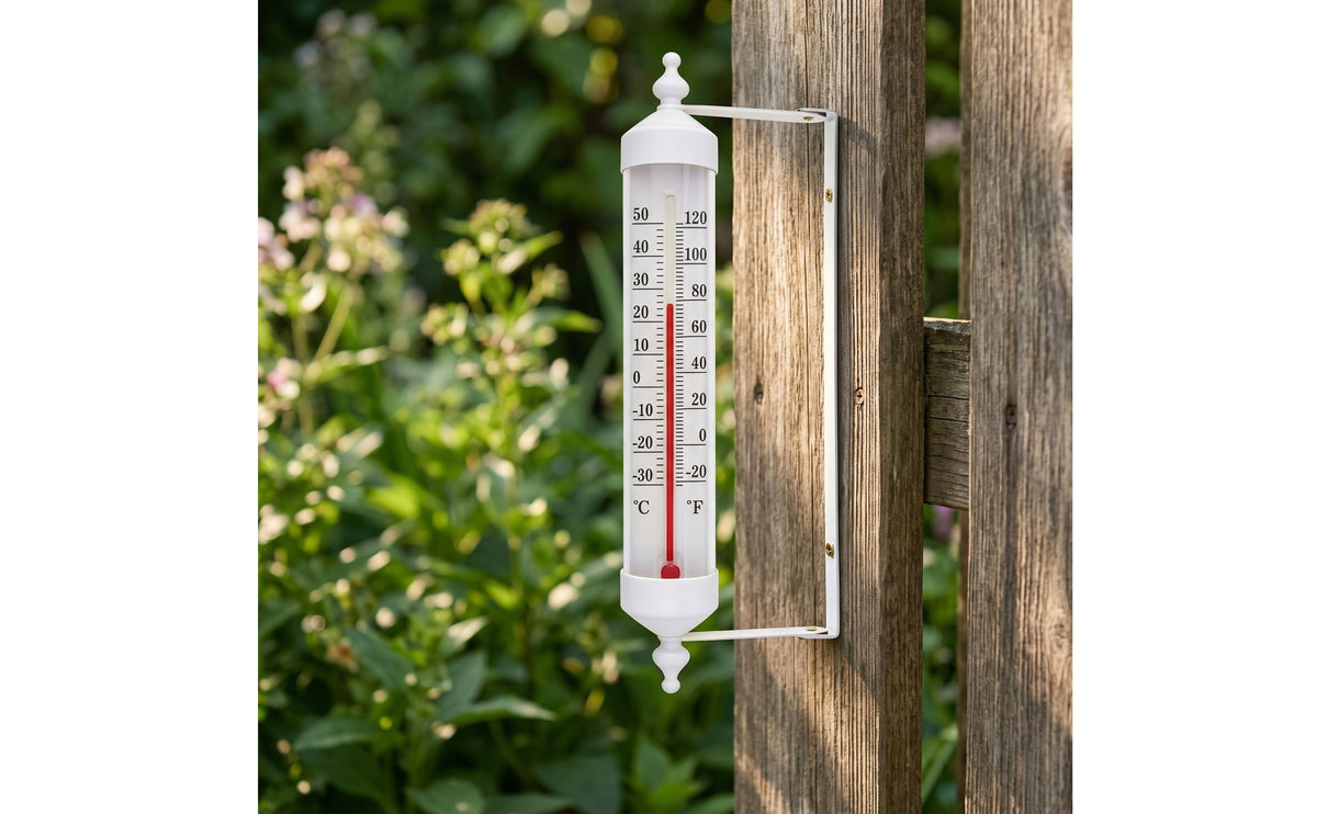 Wall-Mounted Thermometer with Bracket Decorative Wall-Mounted Thermometer Analog Temperature Gauge for Gardeners, Patio
