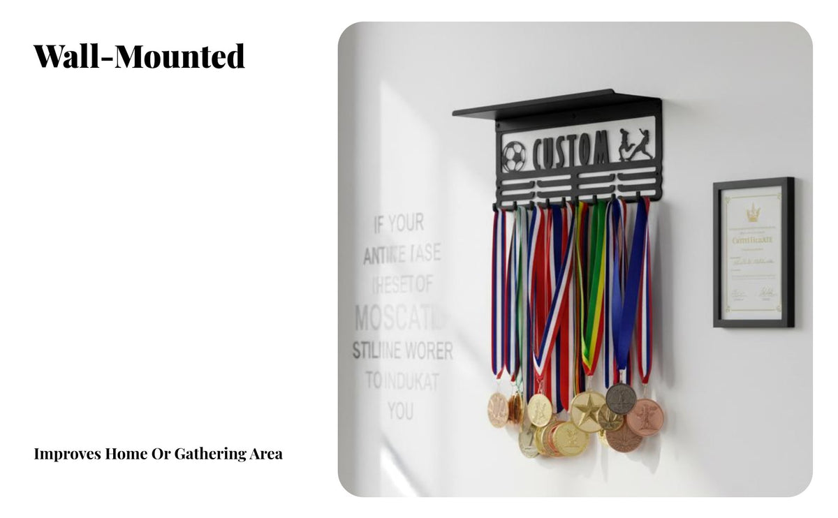 Medal Hanger Large Capacity Medal Rack Wall Mounted Award Hanger for Athletes, Runners, Office