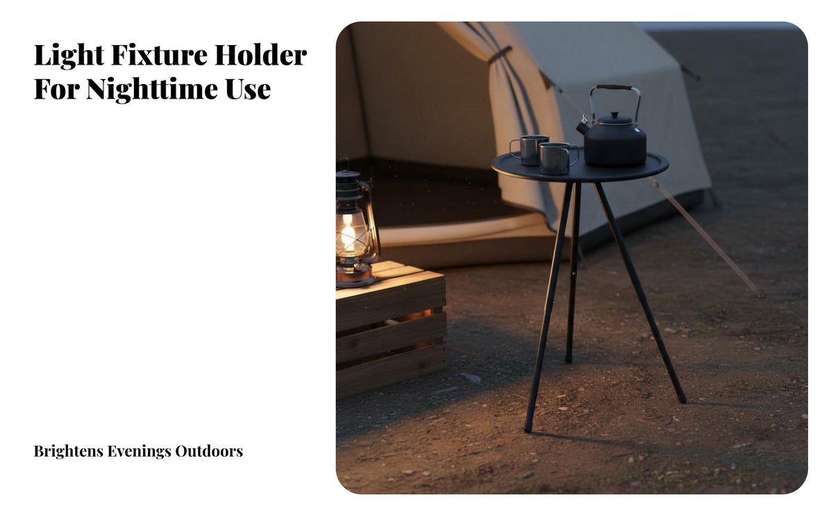 Foldable Tiered Stand with Lantern Hook Collapsible Design Folding Lamp Pole Adjustable Height Portable Table Easy Assembly for Campers, Outdoor Enthusiasts, Picnickers, Picnic, Backyard, Fishing, Hiking