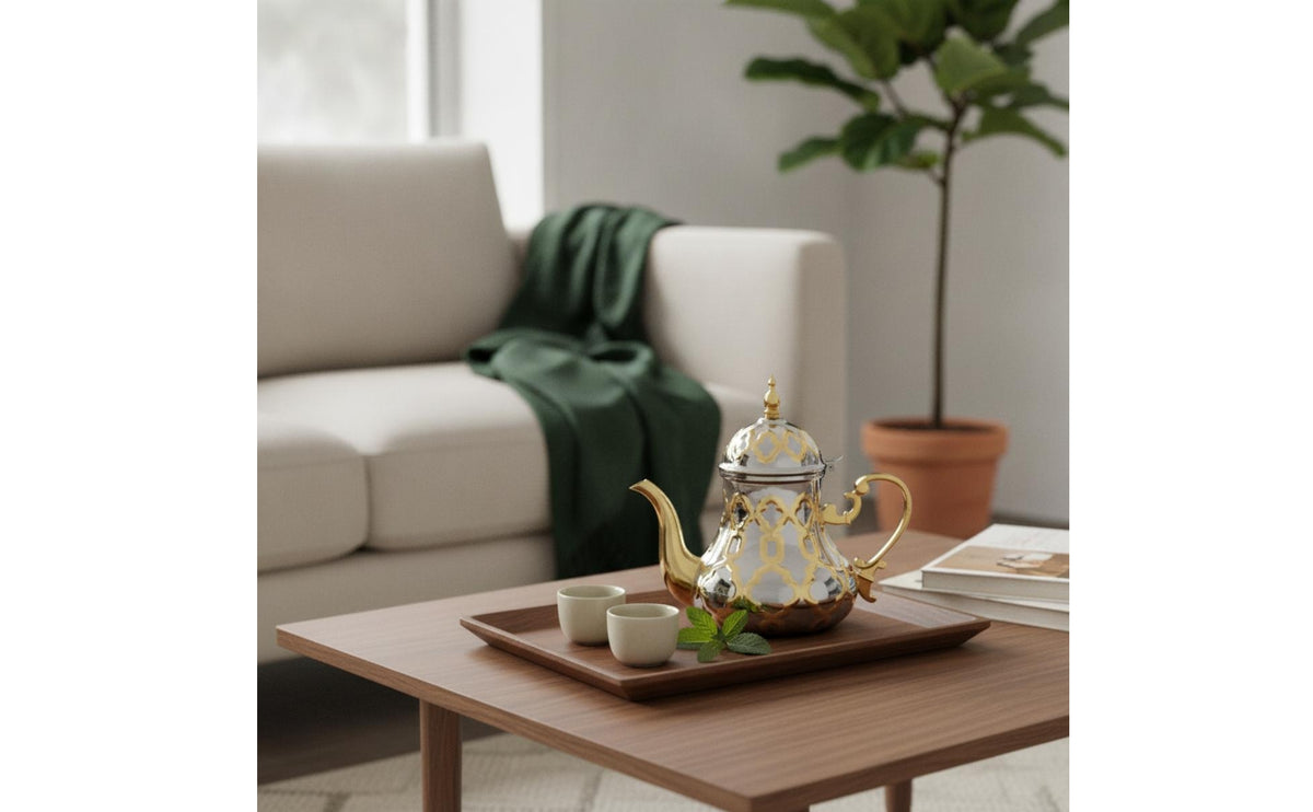 Moroccan Teapot Stainless Steel Arabic Teapot Polished Tea Kettle for Hosts, Table Decoration