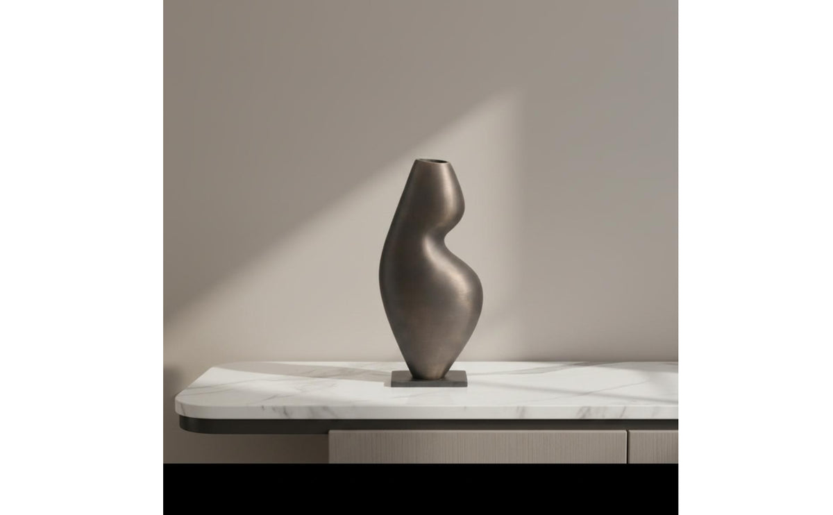 Modern Decorative Metal Vase | Contemporary, Abstract Vase, for Entryway