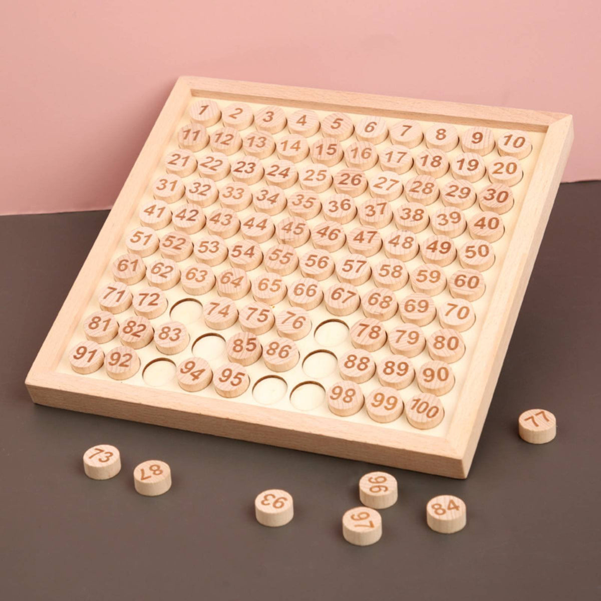 1-100 Number Learning Toy Learn Through Play Wooden Hundred Board Wood Educational Method Counting Board for Preschoolers, Kids, Kindergarten, Daycare