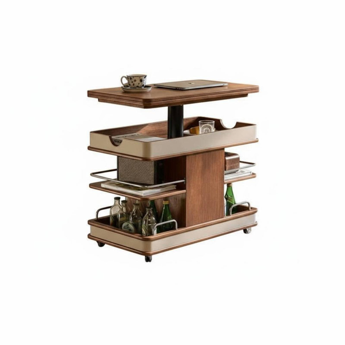 Movable with casters Adjustable C-shaped designd Desk Foldable Rolling C-shaped designd Tray Space-Saving Living Room Furniture Easy Assembly for Small Apartment Dwellers, telecommuting Workers, Students, Bedroom, Home Office
