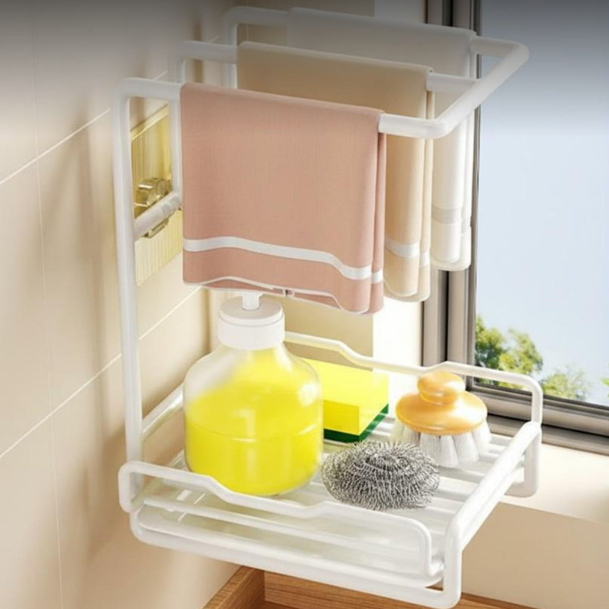 Kitchen Storage Rack, Drain and Organizer, Stainless Steel