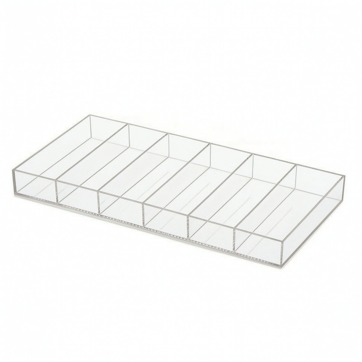 6-Compartment Acrylic Cosmetic Storage Box Rectangular Eyeglass Organizer with Six Compartments Easy Access Makeup Brush Tray Space-Saving for Beauty Enthusiasts