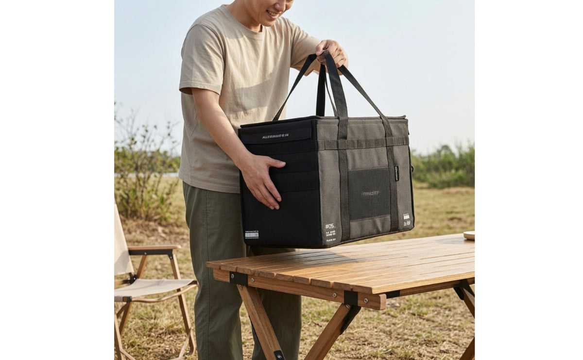 Structured Camping Storage Bag with Handles Open-Top Storage Bag with Handles Reinforced Organizer Large-Capacity for Picnics
