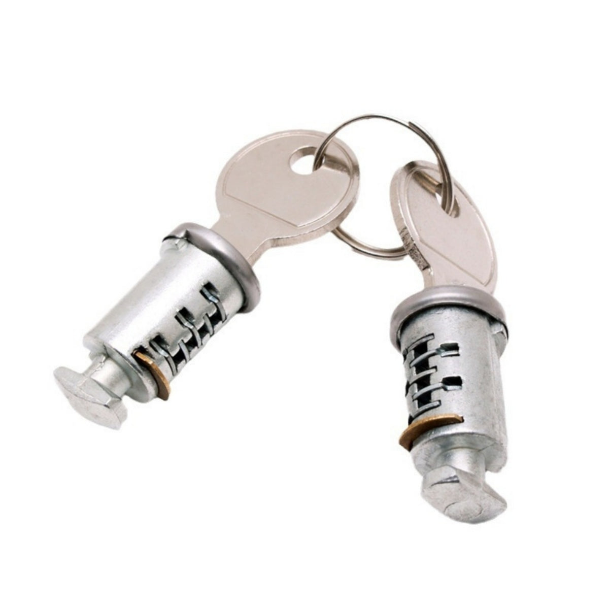 2 Pieces Keyed Alike Replacement Lock Cylinder Spring-Loaded Lock Core with Keys Metal Core Cylinder Silver-Toned for Cyclists