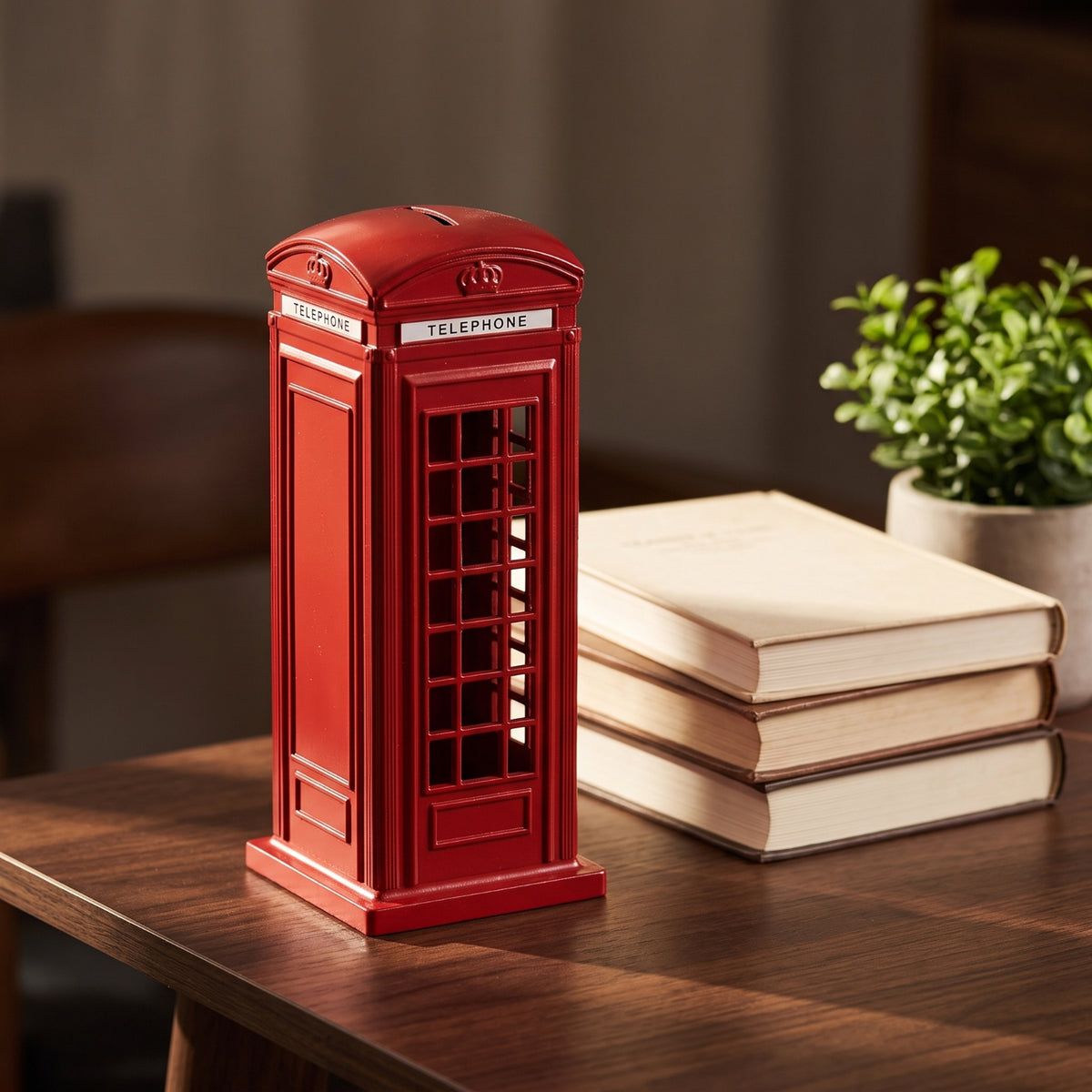 British Telephone Booth Change Bank Red Telephone Booth Change Bank Miniature Container for Collectors, Kids, Desk, Bookshelf, Souvenir Display