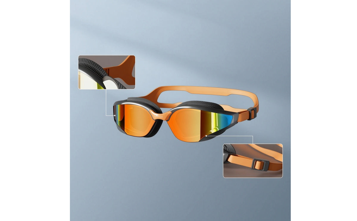 Streamlined Swim Goggles with Adjustable Strap Anti-Fog Swim Goggles with Mirrored Lens Leakproof Eyewear Comfort for Athletes