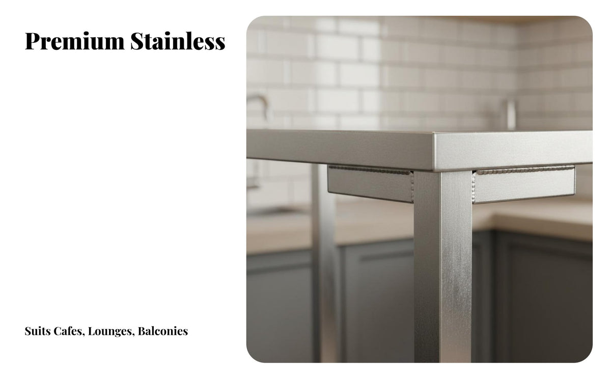Stainless Steel Bar Table Sturdy Wall-Side High Top Table Rust-Resistant for Cafe Owners, Homeowners, Restaurant, Balcony, Living Room
