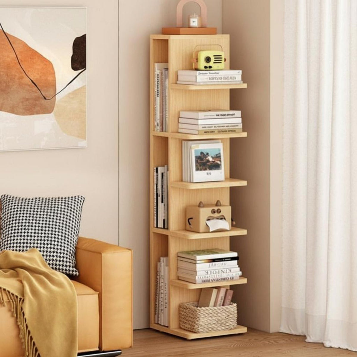 Floor-Standing Narrow Multi-Tier Shelf Space-Saving shelving unit Slim Design shelving unit Multifunctional for Students, Apartment Dwellers, Homeowners, Living Room, Bedroom, Hallway, Corner