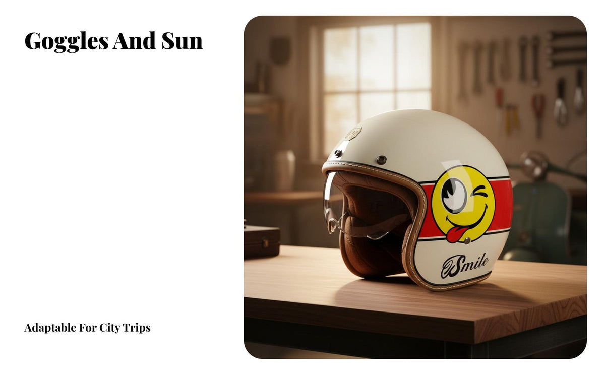 Retro 3/4 All Season 3/4 Open Face Removable and Washable Lining Shielded Headwear for Men, Women, Street Riding