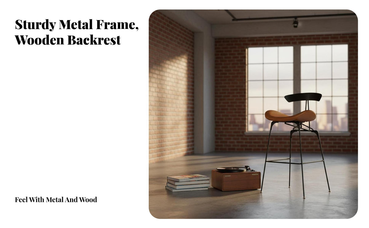 Nordic Aesthetic Saddle-Seat Stool Industrial Design Saddle Seat Bar Stool With Backrest Countertopstool Minimalist Aesthetic for Homeowners, Families, Business Owners, Restaurant, Kitchen, Dining Area, Home Office