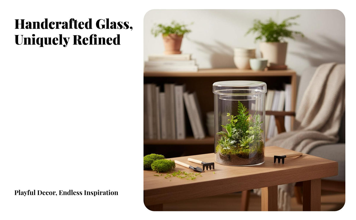 Micro Landscape Bottle Decorative Accent Desktop Self-Contained Habitat Bottle Hand-Blown Glass Terrarium Container for DIY Enthusiasts