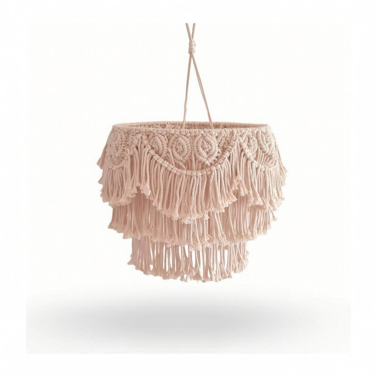 Boho Lamp Shade with Tassels Handwoven Macrame Lampshade Boho Lamp Shade Bohemian Cream-Beige for Decorators, Bedroom