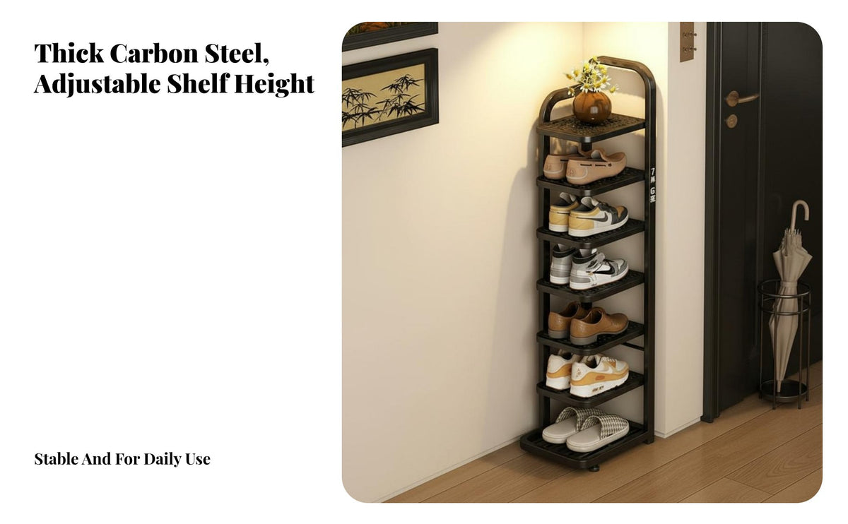 Space-Saving Foldable Shoe Rack Installation-No-Assembly Narrow Shoe Shelf Portable for Apartment Dwellers, Homeowners, Entryway, Dorm Room, Hallway, Bedroom