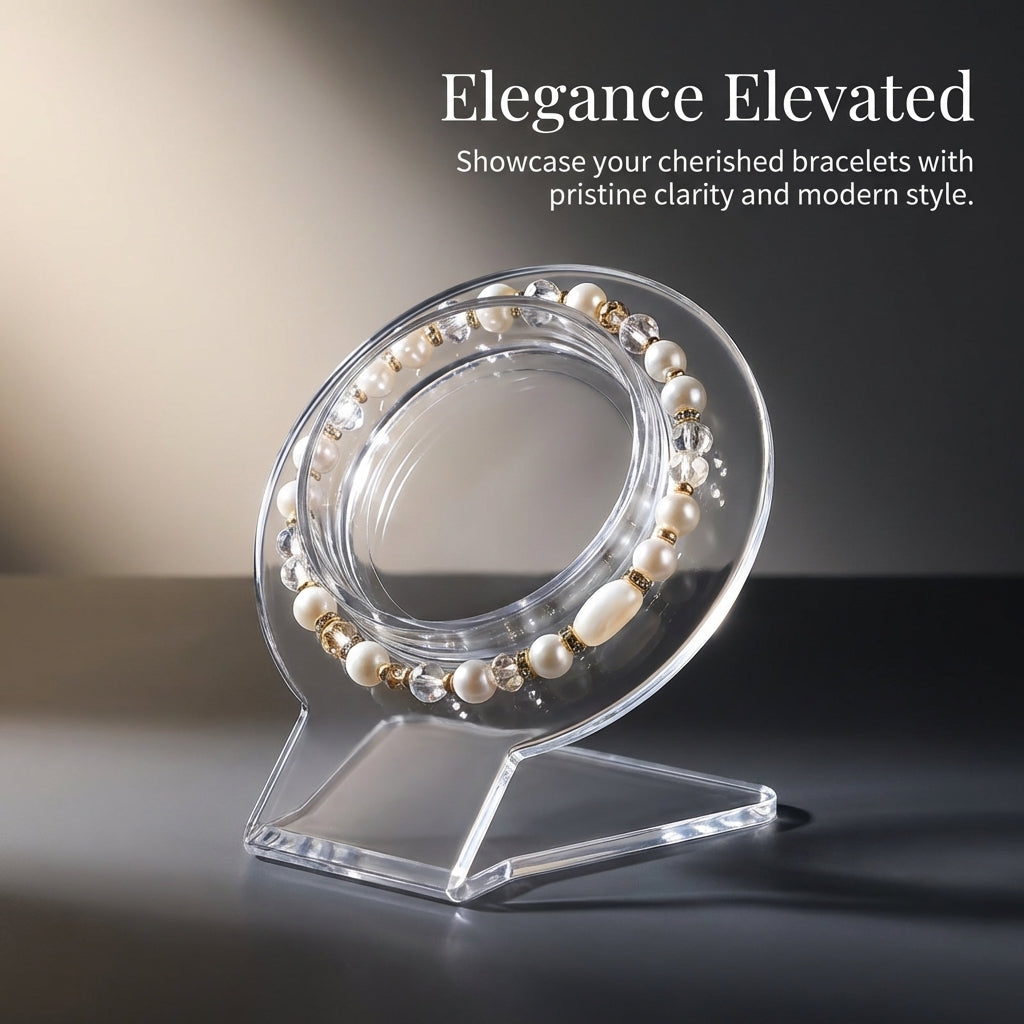 Clear Acrylic Bracelet Display Stand, Single Tier Jewelry Holder, Retail for Counter, Transparent Organizer Rack