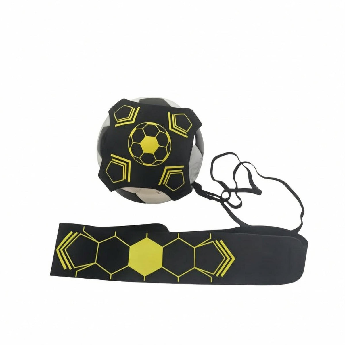 Geometric Print Soccer Juggling Belt Black Tethered Ball Practice Aid