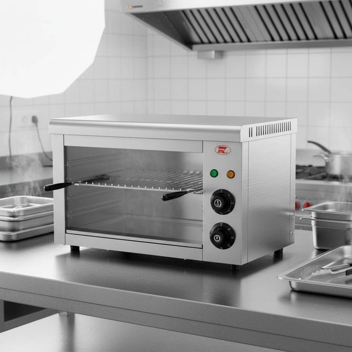 Wall-Mounted Salamander Broiler Smokeless Electric Salamander Broiler Built-in Timer Commercial Fish Grilling Oven for Restaurants, Caterers