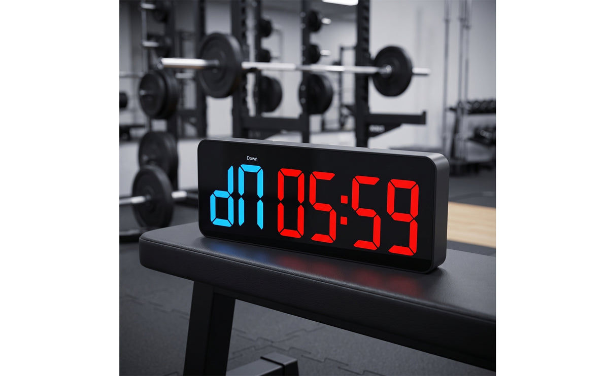 Large Display LED Interval Timer Wall-Mounted Digital Gym Clock Countdown Interval Timer with Stand Bright for Athletes, Coaches, High-Intensity Functional Training Training, Boxing